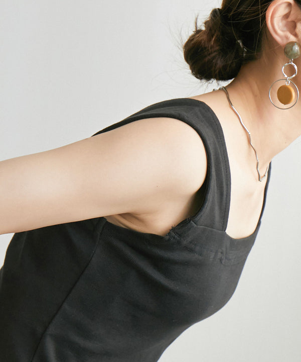 Fashion Letter ブラ紐隠しインナータンクトップ ブラック