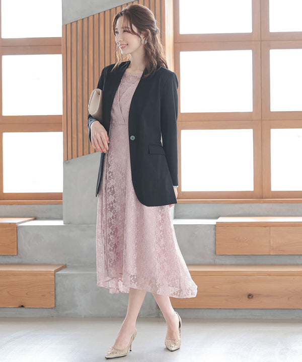 niana ウエストサッシュベルトノーカラーシングルジャケット ブラック