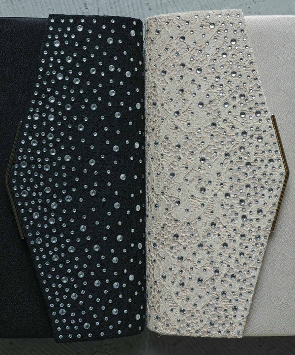 niana ラインストーンレースクラッチバッグ