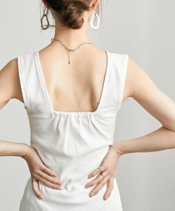 Fashion Letter ブラ紐隠しインナータンクトップ オフホワイト