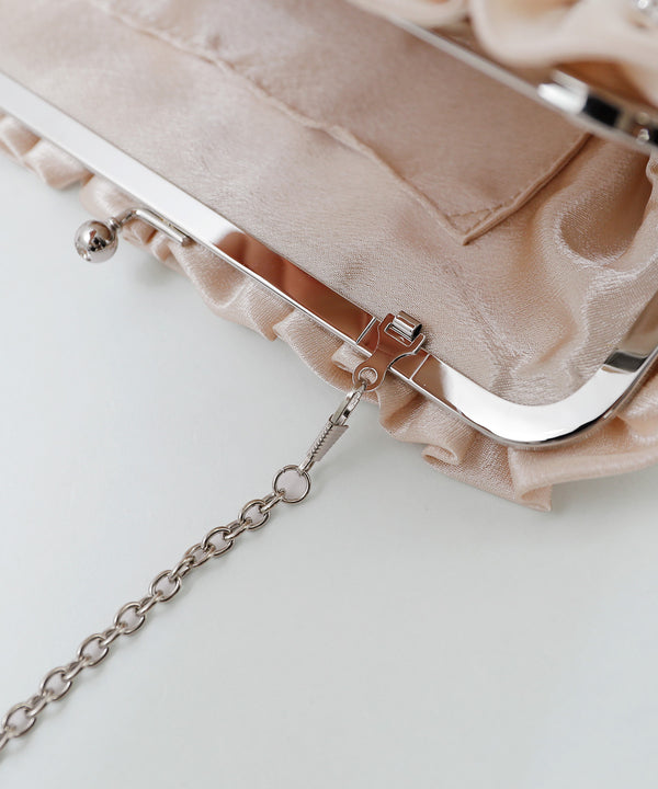 niana フリルプリーツがま口クラッチバッグ