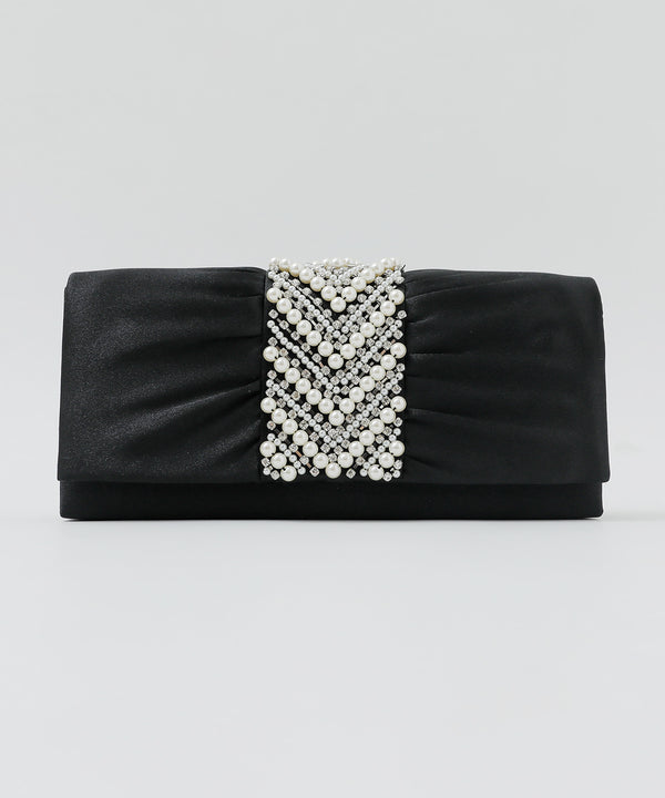 niana パール&ビジュークラッチバッグ ブラック