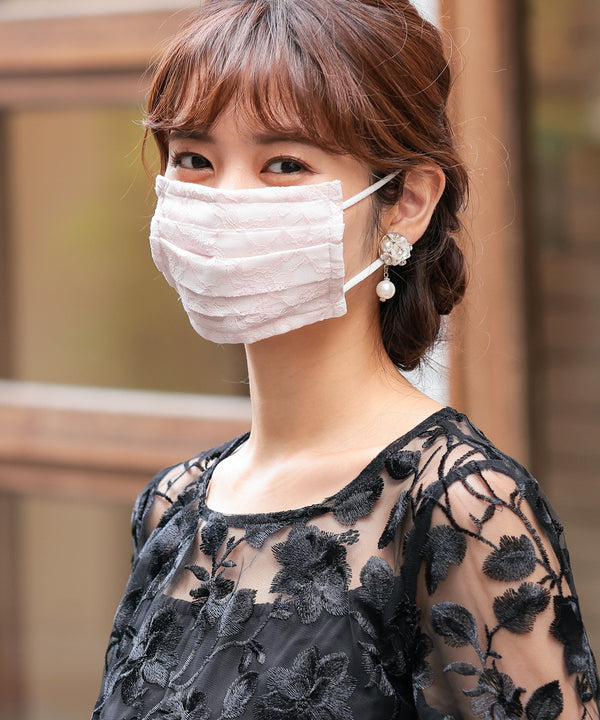 niana 結婚式用レースマスク ピンク
