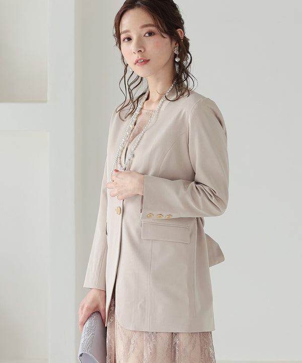 niana ウエストサッシュベルトノーカラーシングルジャケット ベージュ