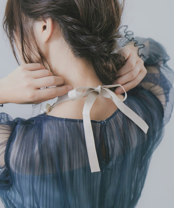 niana グログランリボンネックレス オケージョン ベージュ