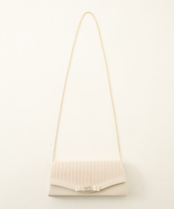 niana センターリボンプリーツパーティーバッグ