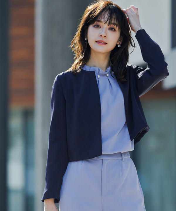 niana タックノーカラージャケット ネイビー