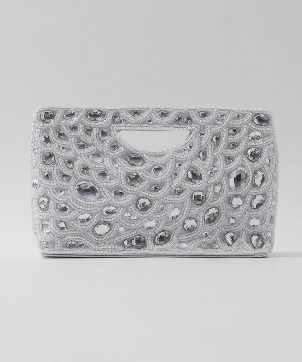 niana ストーンビジューハンドバッグ シルバー