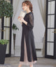 niana レース×シフォン インナープリーツドレス ブラック