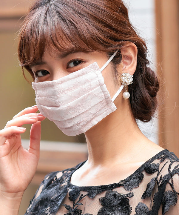 niana 結婚式用レースマスク ピンク