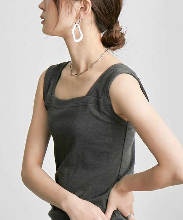 Fashion Letter ブラ紐隠しインナータンクトップ チャコールグレー