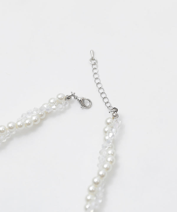 niana ビーズ×パールツイストショートネックレス シルバー