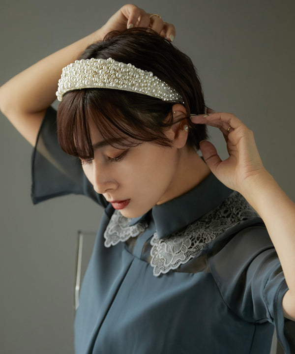 niana ワイドパールカチューシャ オフホワイト