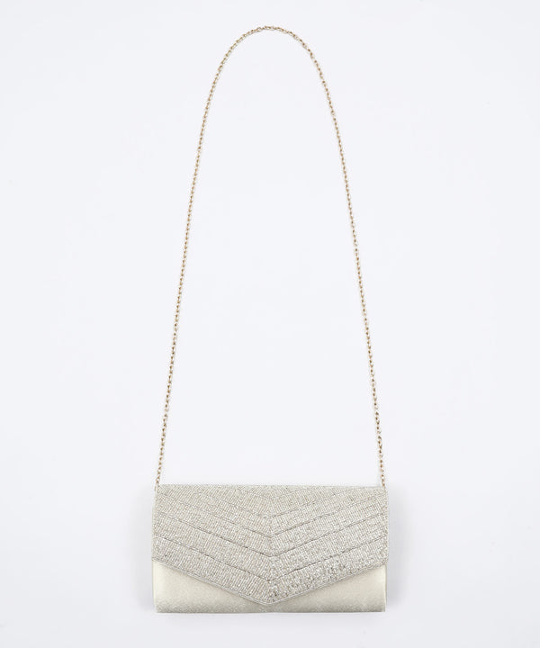 niana ビーズ刺繍フラップサテンパーティクラッチバッグ