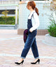 Fashion Letter ゆるサロペットデニムパンツ ネイビー