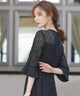 niana レース×シフォン インナープリーツドレス ネイビー