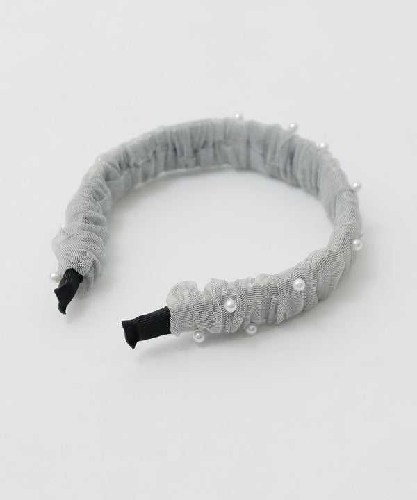 niana ラメチュールパールカチューシャ グレー