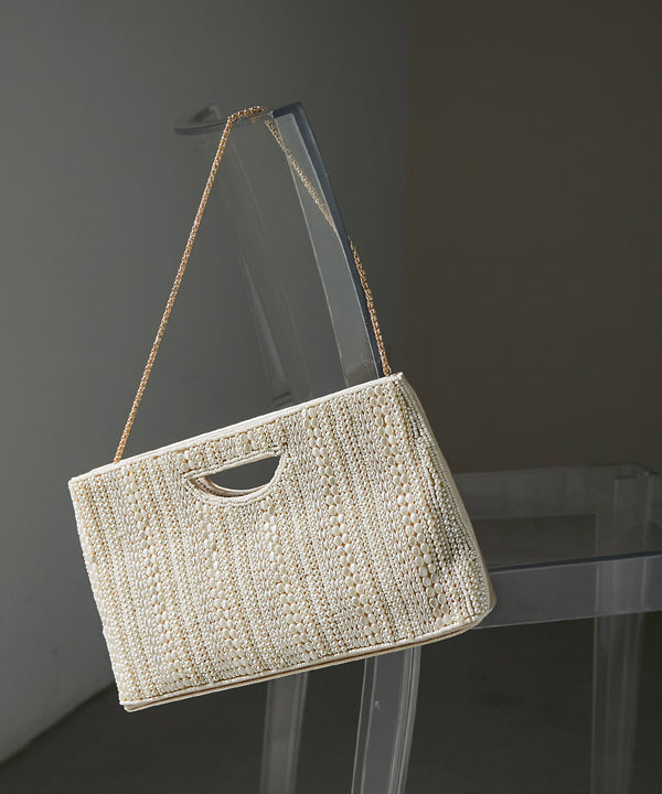 niana マルチパールハンドバッグ ベージュ