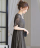 niana レース×レーステープデザイン ドレス チャコール