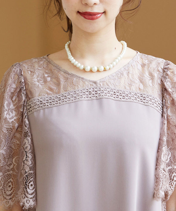niana レーススリーブ Aラインドレス