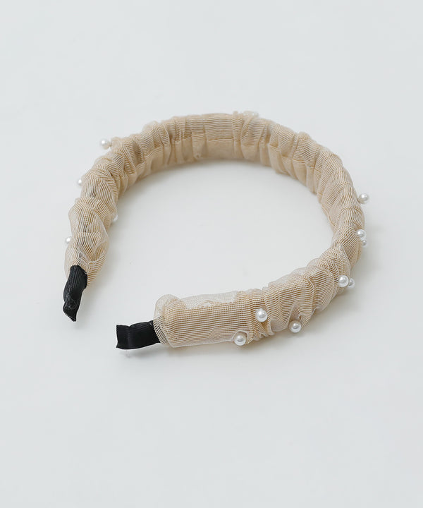 niana ラメチュールパールカチューシャ ベージュ