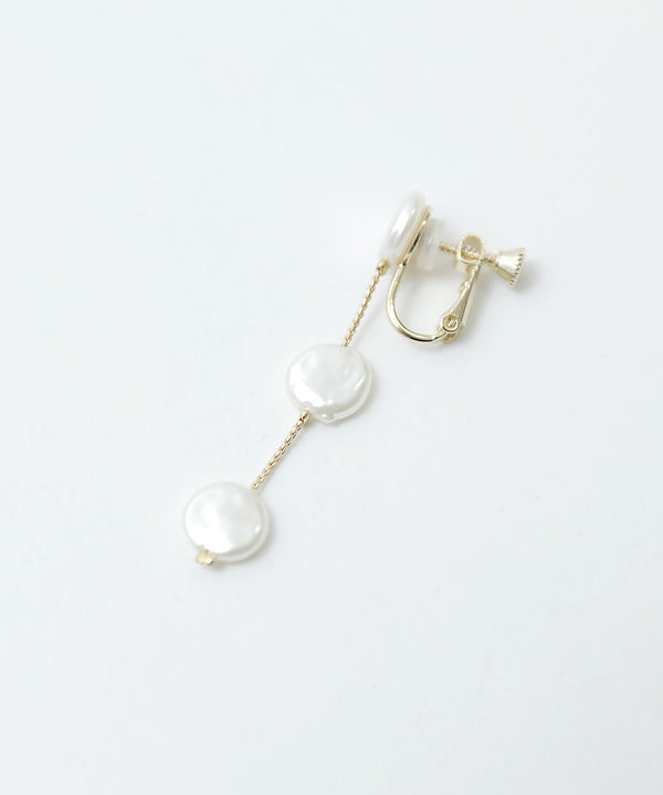 niana フラットパールイヤリング ゴールド