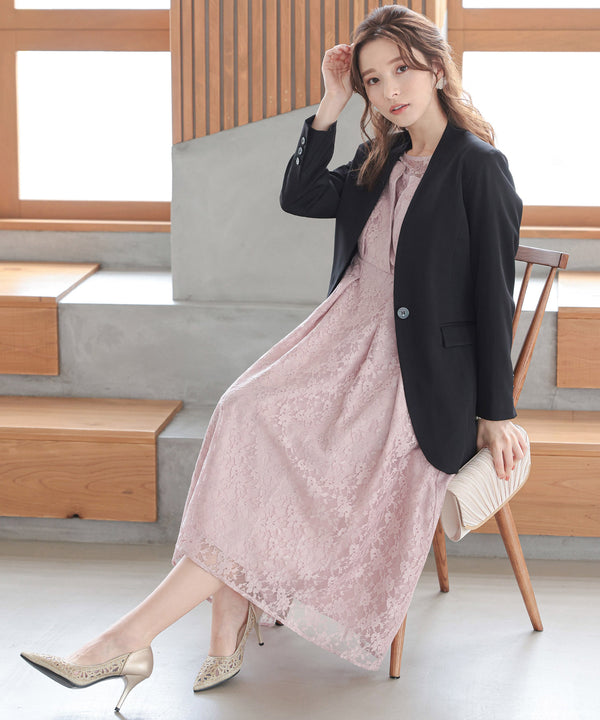 niana ウエストサッシュベルトノーカラーシングルジャケット ブラック