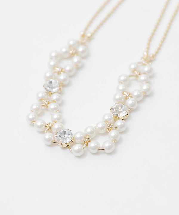 niana コンビリング×パールビジューネックレス