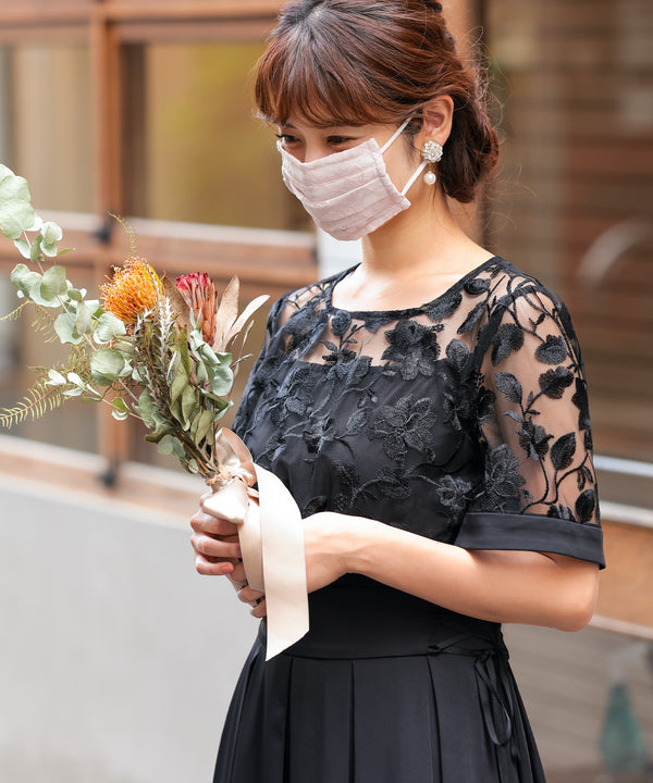 niana 結婚式用レースマスク ピンク