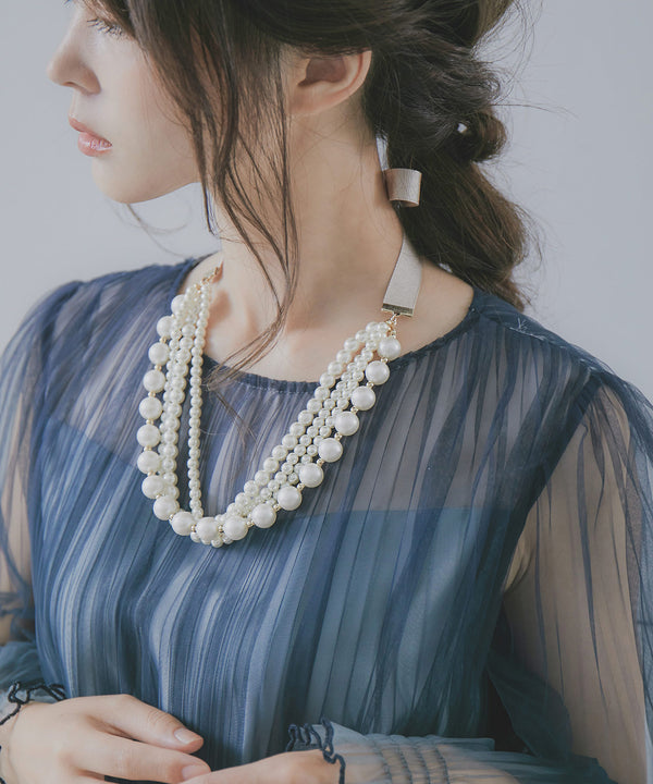 niana グログランリボンネックレス オケージョン ベージュ