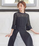niana レース×シフォン インナープリーツドレス ネイビー