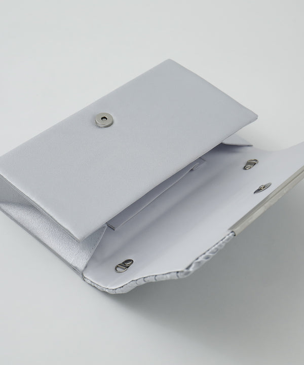 niana サテンプリーツパーティバッグ シルバー