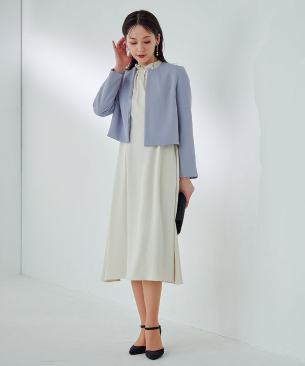 niana タックノーカラージャケット ブルーグレー