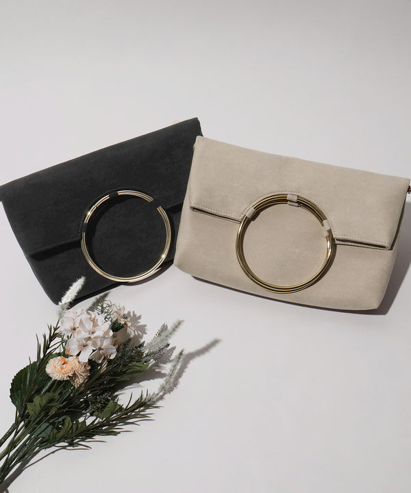 niana ソフトスウェード風サークルリング使いクラッチバッグ