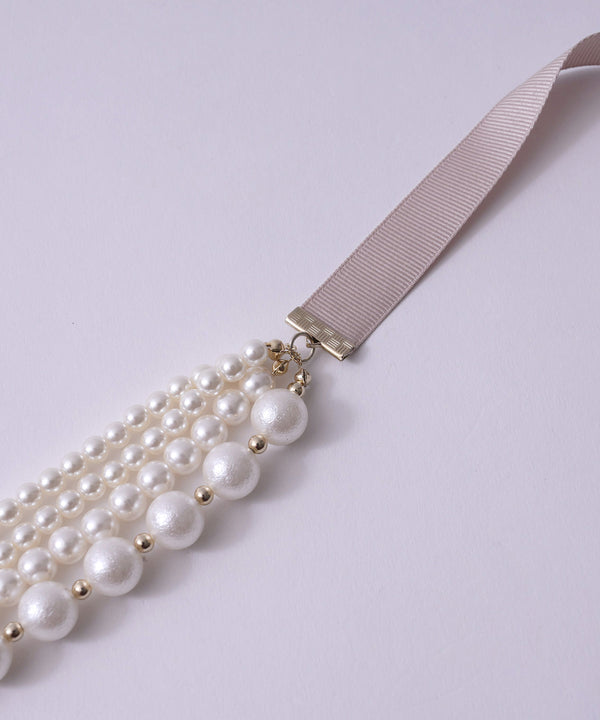 niana グログランリボンネックレス オケージョン ベージュ