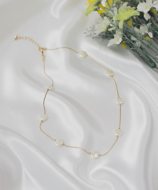 niana フラットパールネックレス ゴールド