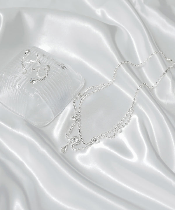 niana ビジューショートネックレスイヤリングセット シルバー