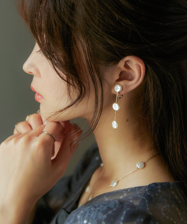 niana フラットパールイヤリング ゴールド