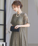 niana レース×レーステープデザイン ドレス グレージュ