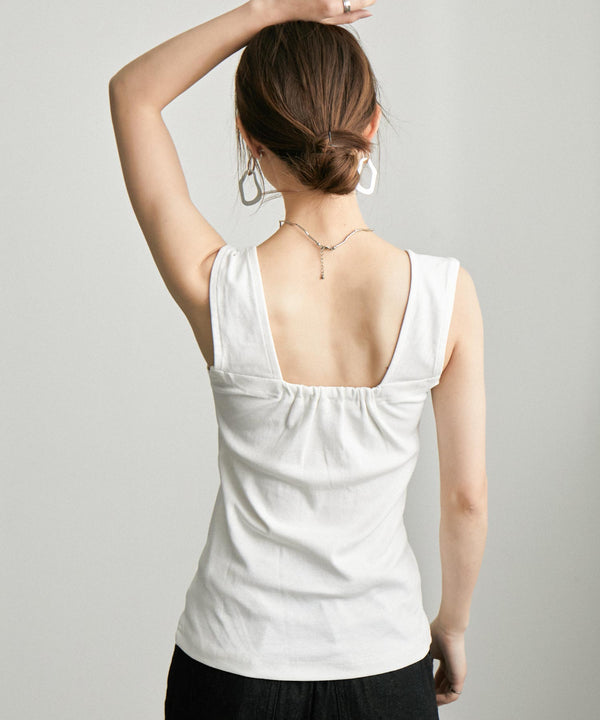 Fashion Letter ブラ紐隠しインナータンクトップ オフホワイト