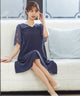 niana レーススリーブ Aラインドレス ネイビー