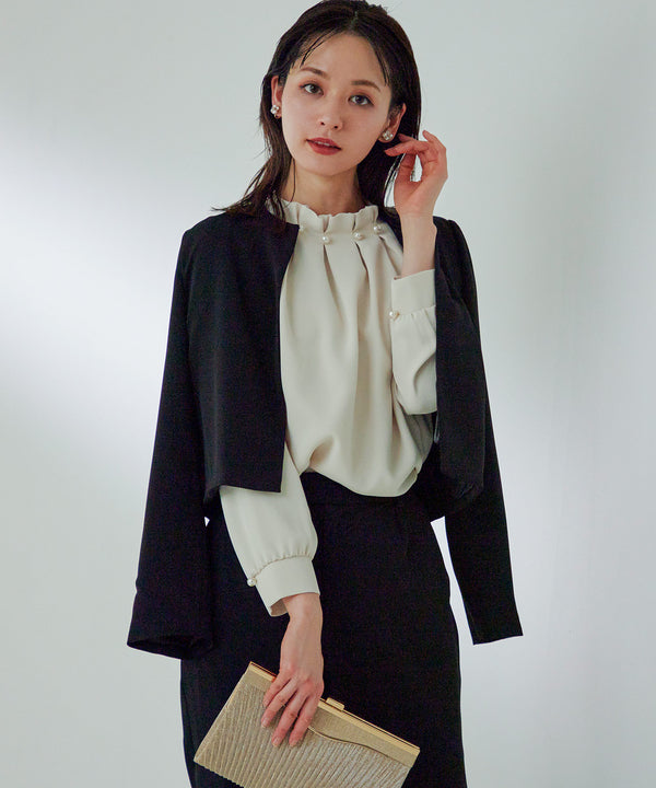 niana タックノーカラージャケット ブラック