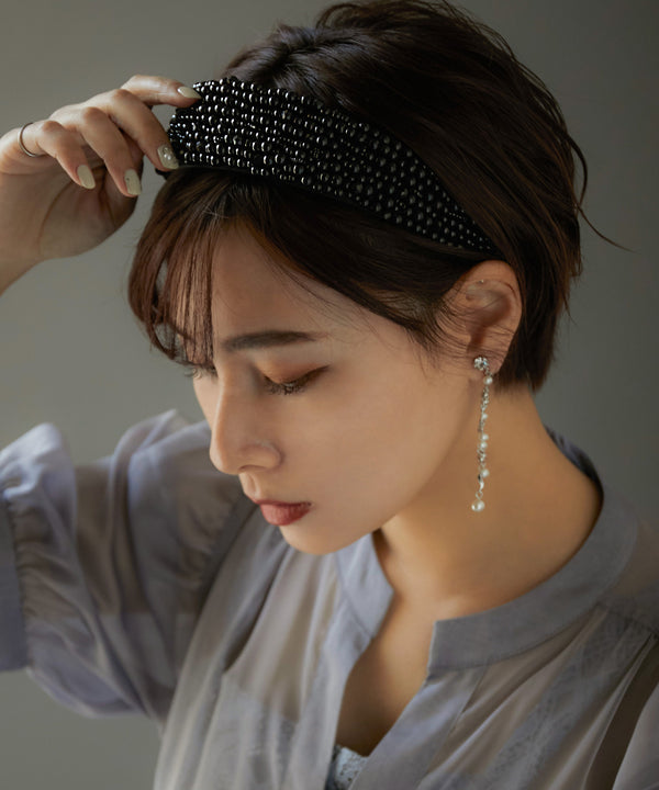 niana ワイドパールカチューシャ ブラック