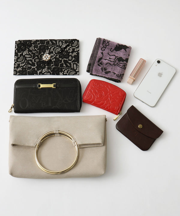 niana ソフトスウェード風サークルリング使いクラッチバッグ