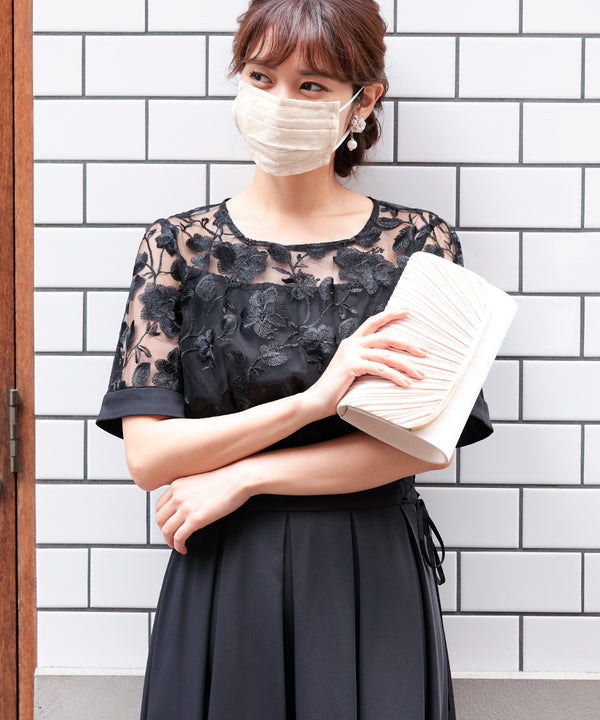 niana 結婚式用レースマスク ベージュ