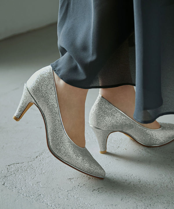 niana 日本製グリッターパンプス シルバー