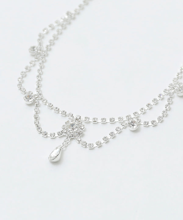 niana ビジューショートネックレスイヤリングセット シルバー