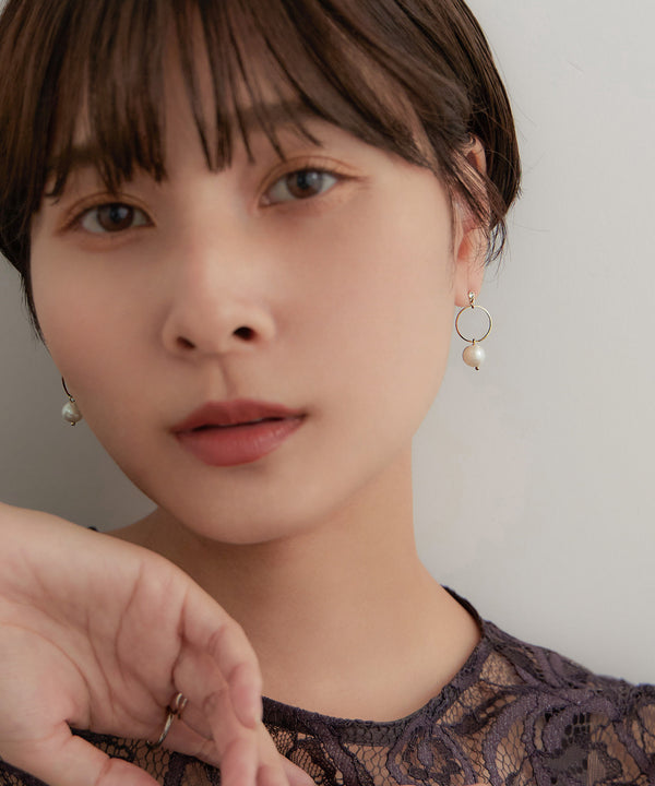 niana リングパールセラミックピアス ゴールド