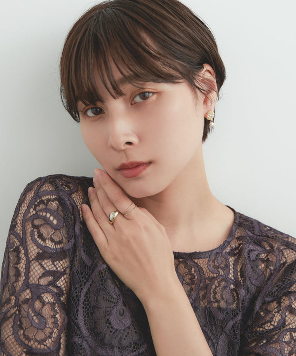 niana フラワーパールノンホールピアス ゴールド