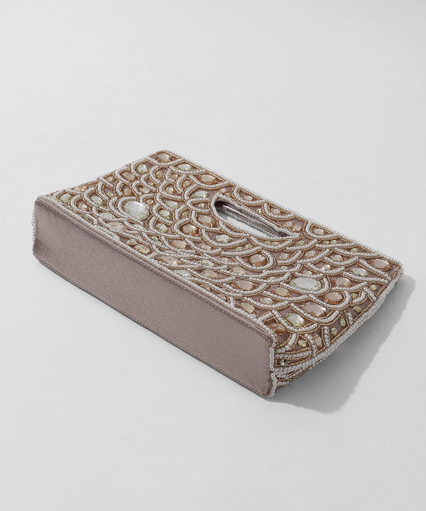 niana ストーンビジューハンドバッグ ベージュ